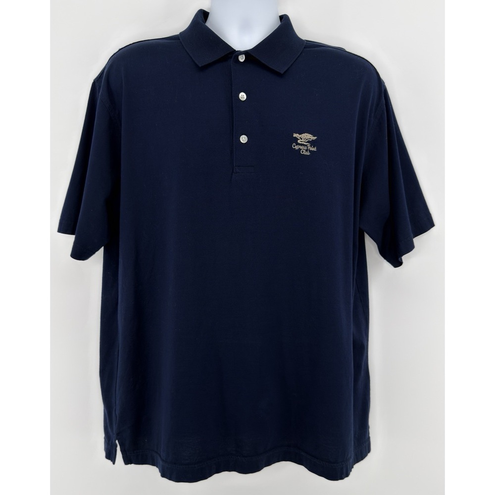Cypress Point Club Polo Men Large Navy Pima‎ Cotton Golf Shirt Alister MacKenzie